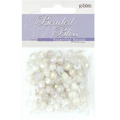 7mm Plastic Round Facet Beads (available in 4 colours)